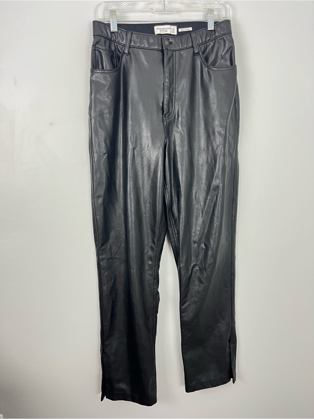 Abercrombie & Fitch 90s Straight Ultra High Rise Vegan Leather Pants Long